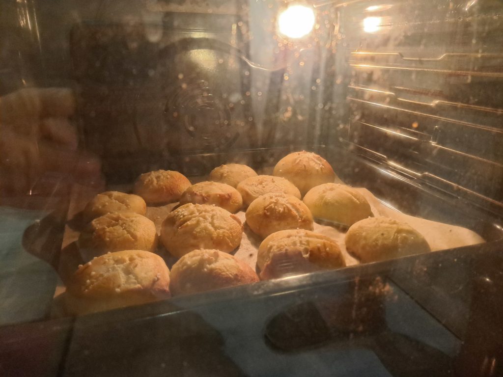 Pretzel rolls in the oven